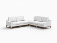 Deluxe Cloud 4-Seater White Large Space V-Shaped Sectional | 5-Piece (Includes 1 Ottoman), Linen Look Poly Fabric, Easy To Clean