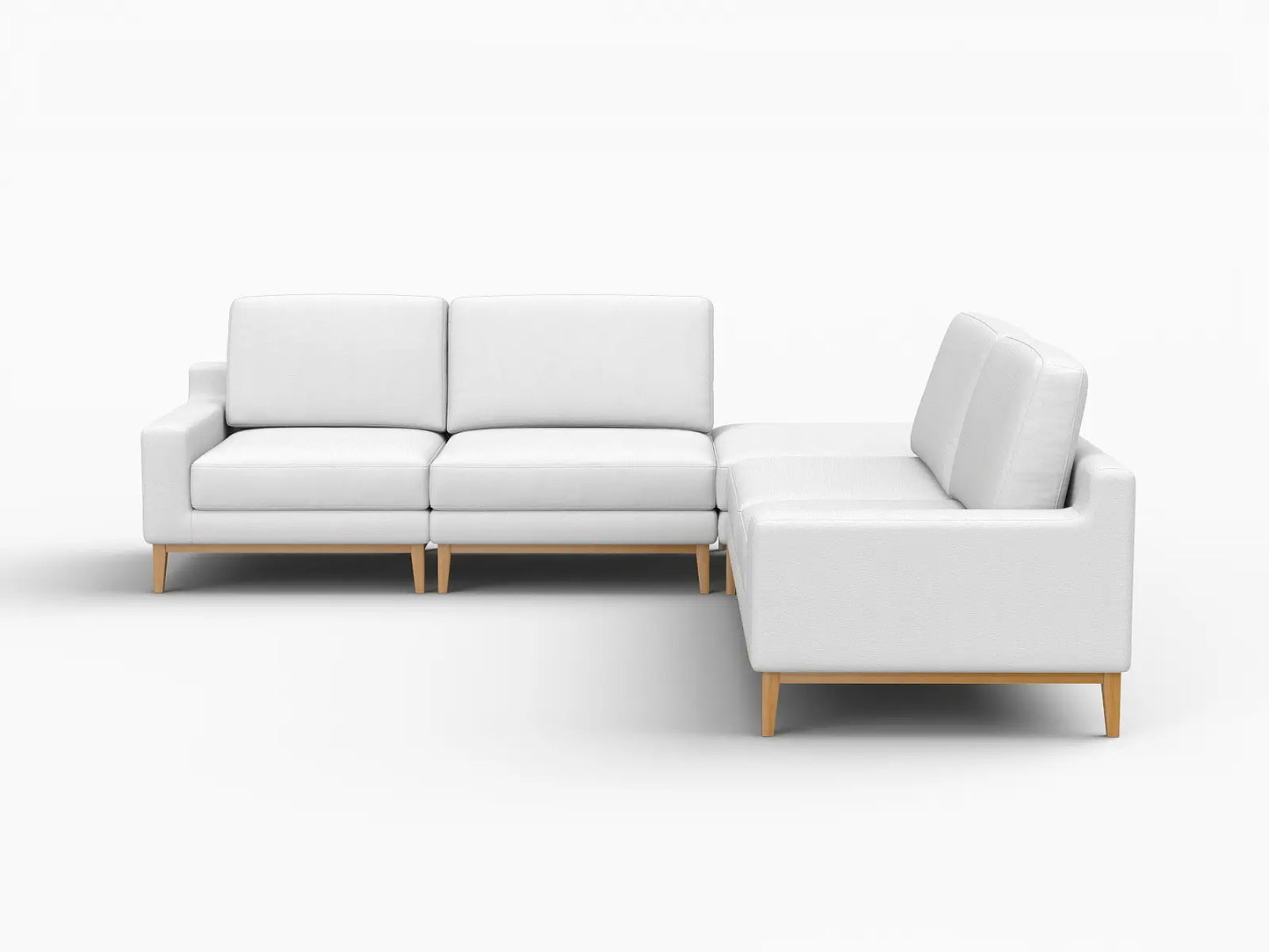 Deluxe Cloud 4-Seater White Large Space V-Shaped Sectional | 5-Piece (Includes 1 Ottoman), Linen Look Poly Fabric, Easy To Clean