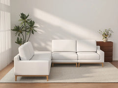 Deluxe Cloud 4-Seater White Large Space V-Shaped Sectional | 5-Piece (Includes 1 Ottoman), Linen Look Poly Fabric, Easy To Clean