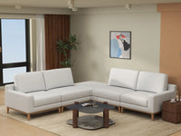 Deluxe Cloud 4-Seater White Large Space V-Shaped Sectional | 5-Piece (Includes 1 Ottoman), Linen Look Poly Fabric, Easy To Clean