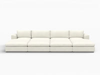 Deluxe Cloud 4-Seater White Open Space Pit Sectional | 8-Piece (Includes 4 Ottomans), Bouclé Sherpa-Like Fabric, Easy To Clean