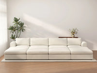 Deluxe Cloud 4-Seater White Open Space Pit Sectional | 8-Piece (Includes 4 Ottomans), Bouclé Sherpa-Like Fabric, Easy To Clean