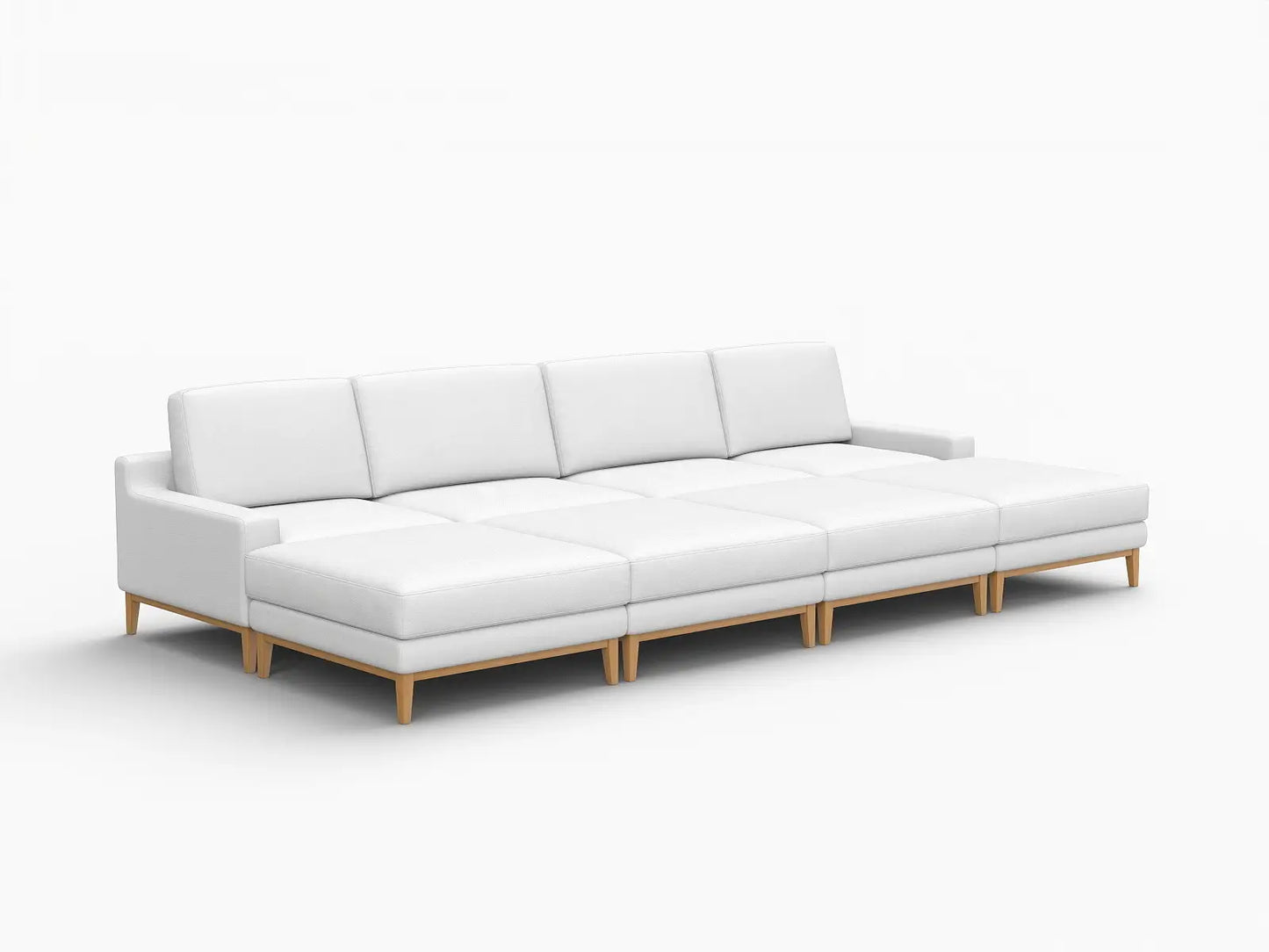 Deluxe Cloud 4-Seater White Open Space Pit Sectional | 8-Piece (Includes 4 Ottomans), Linen Look Poly Fabric, Easy To Clean