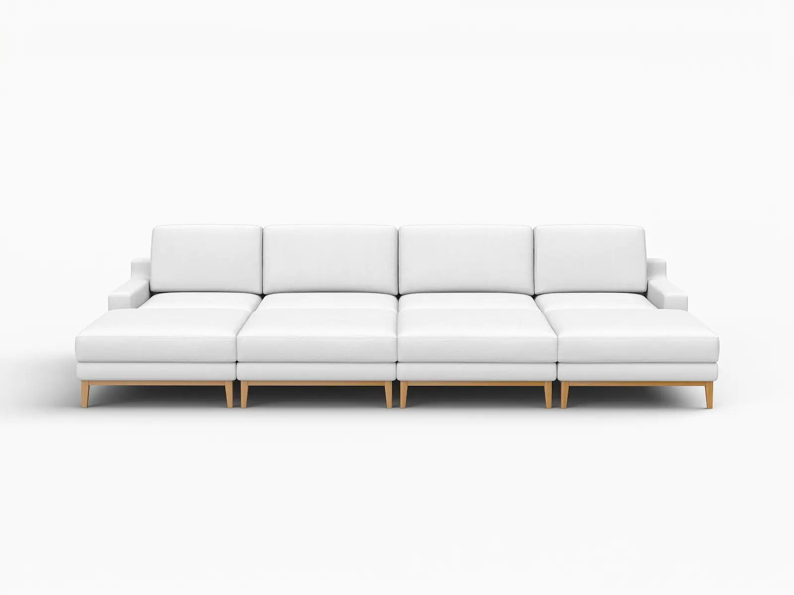 Deluxe Cloud 4-Seater White Open Space Pit Sectional | 8-Piece (Includes 4 Ottomans), Linen Look Poly Fabric, Easy To Clean