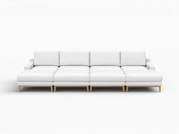 Deluxe Cloud 4-Seater White Open Space Pit Sectional | 8-Piece (Includes 4 Ottomans), Linen Look Poly Fabric, Easy To Clean