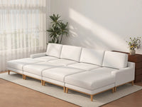 Deluxe Cloud 4-Seater White Open Space Pit Sectional | 8-Piece (Includes 4 Ottomans), Linen Look Poly Fabric, Easy To Clean