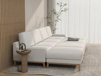 Deluxe Cloud 4-Seater White Open Space Pit Sectional | 8-Piece (Includes 4 Ottomans), Linen Look Poly Fabric, Easy To Clean