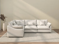 Deluxe Cloud 4-Seater White Pit Sectional | 4-Piece, Chenille And Linen Fabric, Washable Cushion Covers