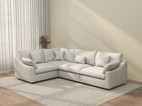 Deluxe Cloud 4-Seater White Pit Sectional | 4-Piece, Chenille And Linen Fabric, Washable Cushion Covers