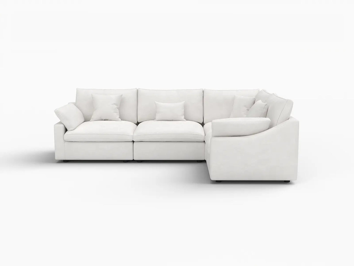 Deluxe Cloud 4-Seater White Pit Sectional | 4-Piece, Chenille And Linen Fabric, Washable Cushion Covers