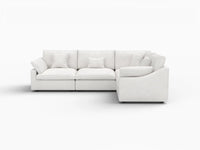 Deluxe Cloud 4-Seater White Pit Sectional | 4-Piece, Chenille And Linen Fabric, Washable Cushion Covers
