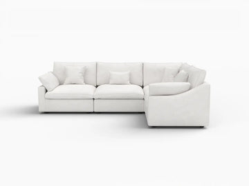 Deluxe Slope Cloud Sectional Sofa Covers | White Chenille and Linen Sofa Cover for 4-Seater