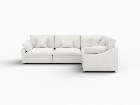 Deluxe Slope Cloud Sectional Sofa Covers | White Chenille and Linen Sofa Cover for 4-Seater