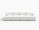 Deluxe Premium Cloud Sectional Sofa Covers | White Cotton and Linen Sofa Cover for 4-Seater with 4-Ottomans