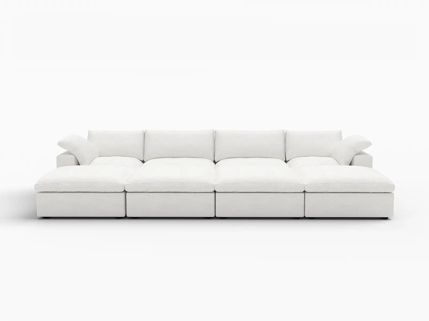 Deluxe Premium Cloud Sectional Sofa Covers | White Cotton and Linen Sofa Cover for 4-Seater with 4-Ottomans