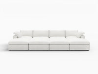 Deluxe Premium Cloud Sectional Sofa Covers | White Cotton and Linen Sofa Cover for 4-Seater with 4-Ottomans