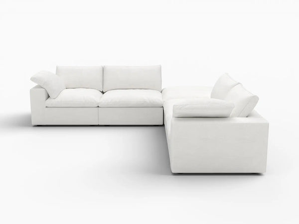 Deluxe Premium Cloud Sectional Sofa Covers | White Cotton and Linen Sofa Cover for 4-Seater with 1-Ottoman