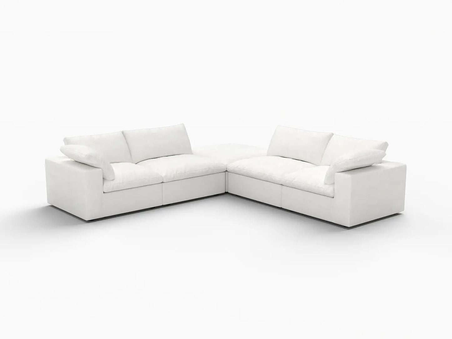 Deluxe Premium Cloud Sectional Sofa Covers | White Cotton and Linen Sofa Cover for 4-Seater with 1-Ottoman