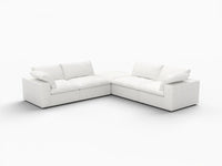 Deluxe Premium Cloud Sectional Sofa Covers | White Cotton and Linen Sofa Cover for 4-Seater with 1-Ottoman
