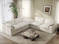 Deluxe Premium Cloud Sectional Sofa Covers | White Cotton and Linen Sofa Cover for 4-Seater with 1-Ottoman