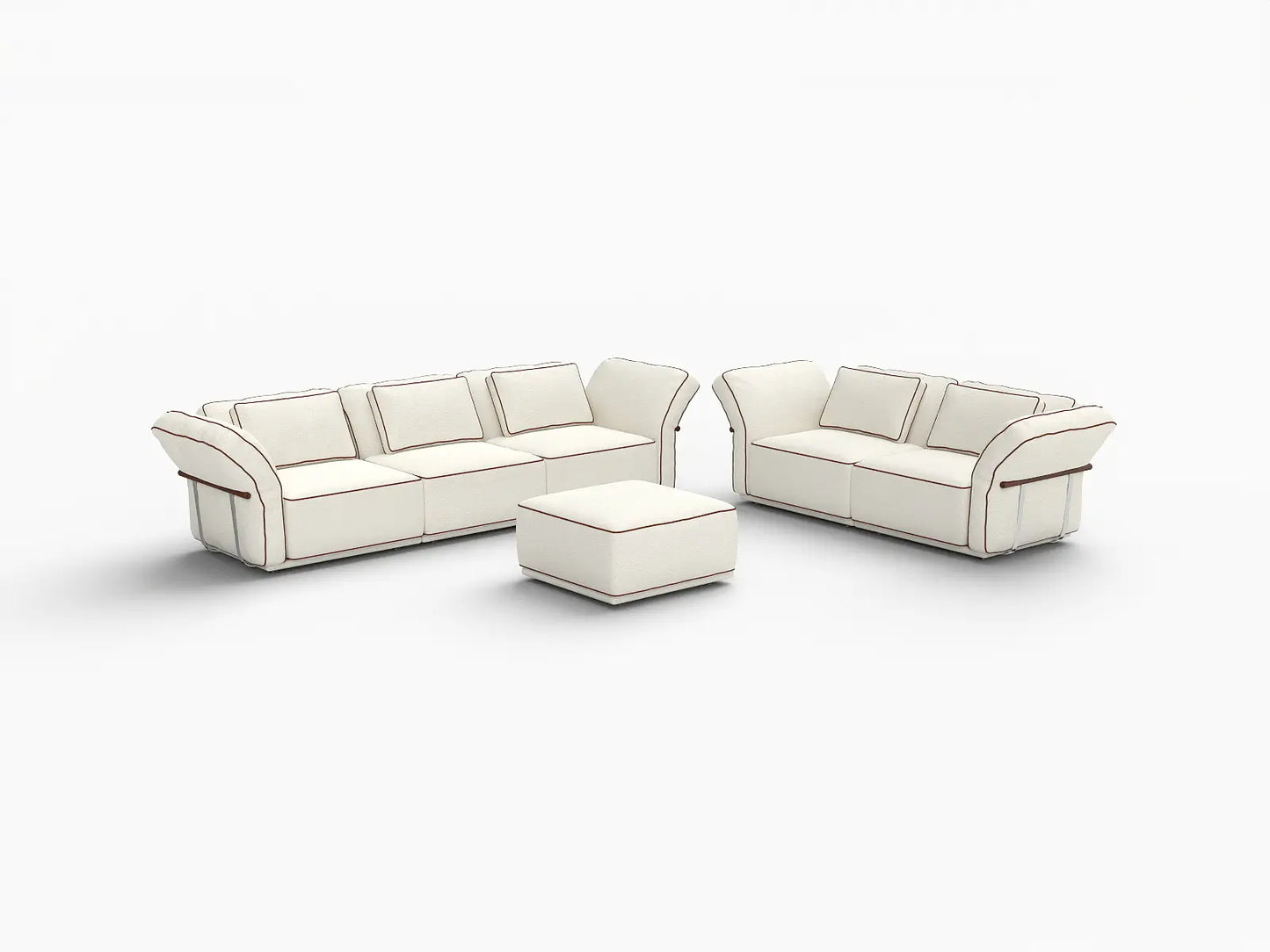 Deluxe Cloud 5-Seater Beige Large Space L-Shaped Sectional | 6-Piece (Includes 1 Ottoman), Bouclé Sherpa-Like Fabric, Easy To Clean