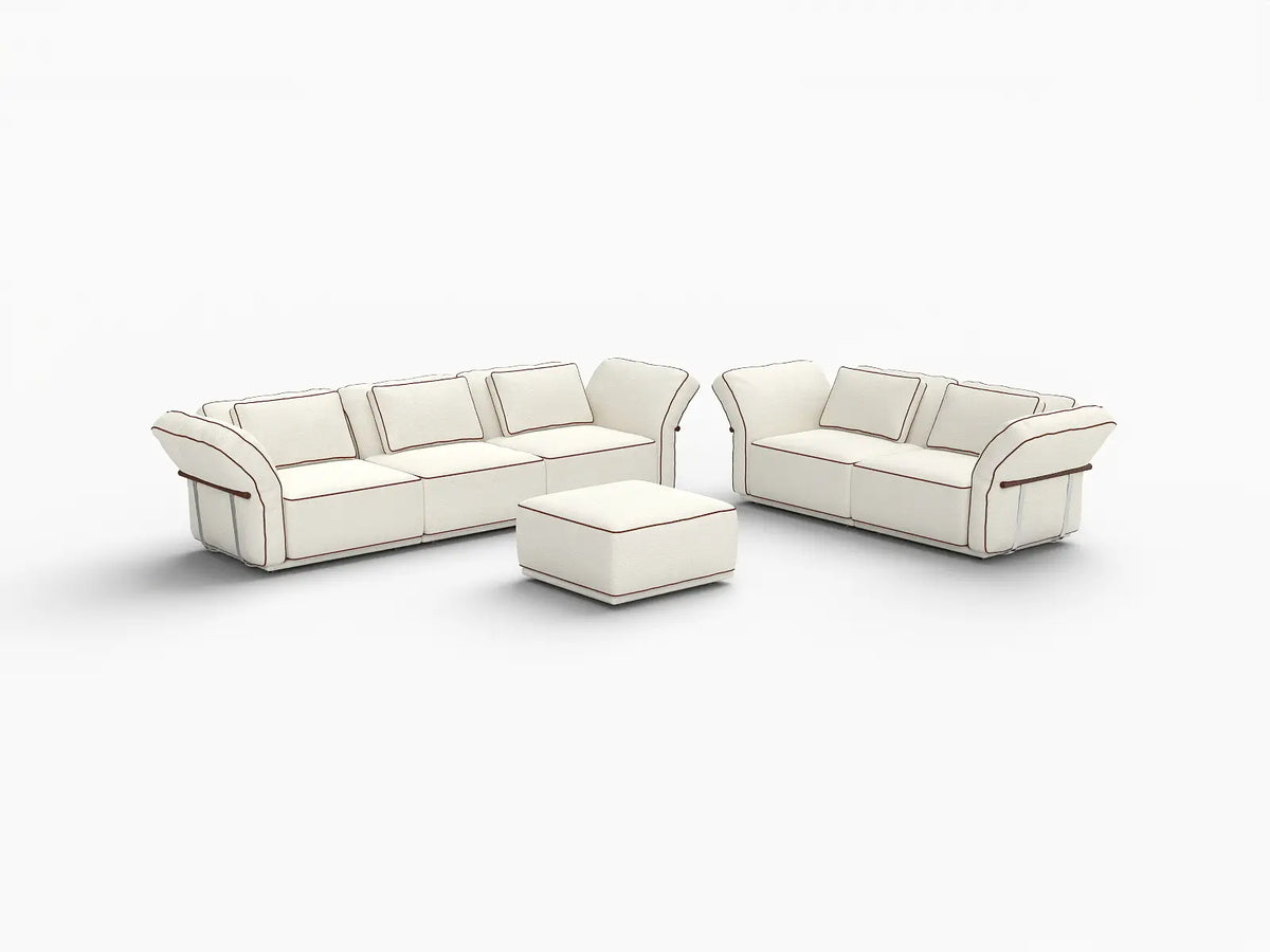 Deluxe Cloud 5-Seater Beige Large Space L-Shaped Sectional | 6-Piece (Includes 1 Ottoman), Bouclé Sherpa-Like Fabric, Easy To Clean