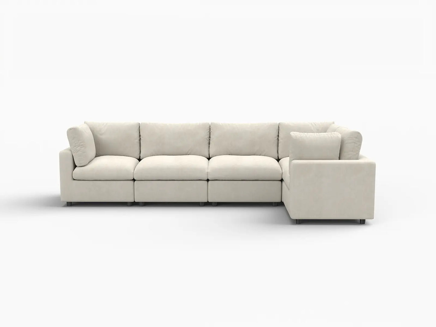 Fundas de sofá seccional Lounge Cloud | Funda de sofá de chenilla mezcla de lino beige para 5 asientos