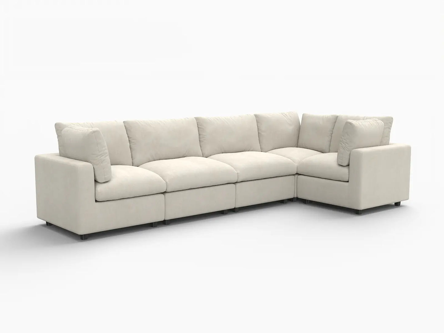 Fundas de sofá seccional Lounge Cloud | Funda de sofá de chenilla mezcla de lino beige para 5 asientos