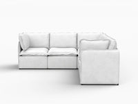 Deluxe Cloud 5-Seater Beige Large Space V-Shaped Sectional | 5-Piece, Linen Look Poly Fabric, Easy To Clean