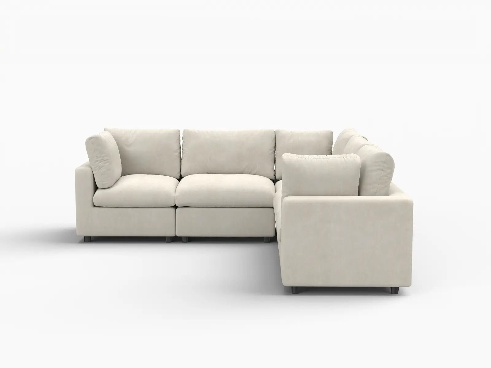 Seccional en forma de V grande de lujo Cloud de 5 plazas color beige | 5 piezas, tela de chenilla de mezcla de lino, fácil de limpiar