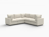 Seccional en forma de V grande de lujo Cloud de 5 plazas color beige | 5 piezas, tela de chenilla de mezcla de lino, fácil de limpiar