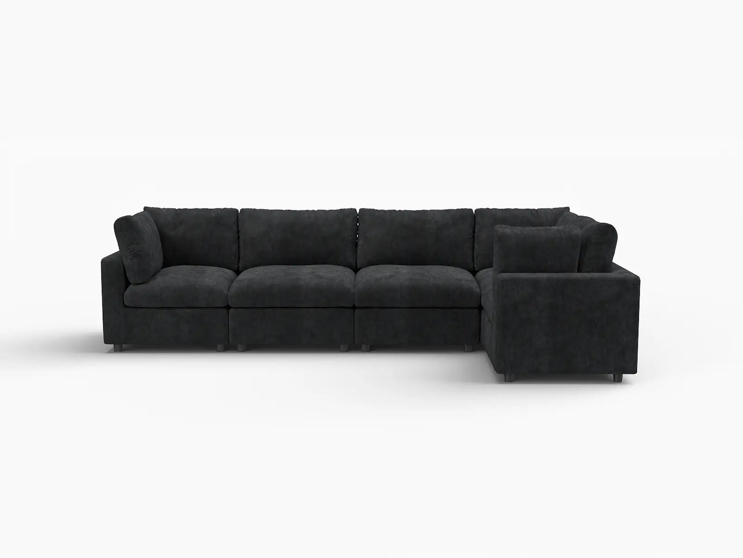 Fundas de sofá seccional Lounge Cloud | Funda de sofá chenilla mezcla de lino negro para 5 plazas