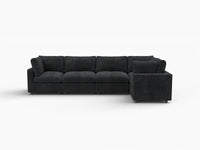 Fundas de sofá seccional Lounge Cloud | Funda de sofá chenilla mezcla de lino negro para 5 plazas