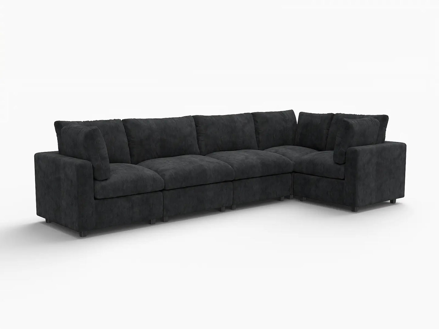 Fundas de sofá seccional Lounge Cloud | Funda de sofá chenilla mezcla de lino negro para 5 plazas