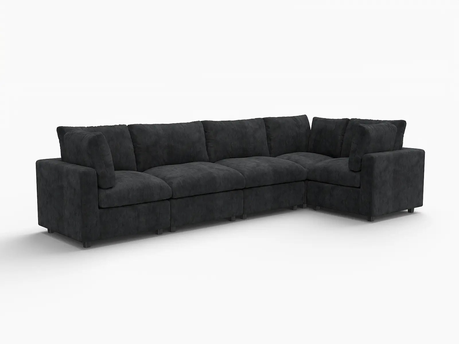 Fundas de sofá seccional Lounge Cloud | Funda de sofá chenilla mezcla de lino negro para 5 plazas