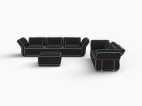 Deluxe Cloud 5-Seater Black Large Space L-Shaped Sectional | 6-Piece (Includes 1 Ottoman), Bouclé Sherpa-Like Fabric, Easy To Clean