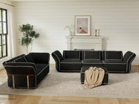 Deluxe Cloud 5-Seater Black Large Space L-Shaped Sectional | 6-Piece (Includes 1 Ottoman), Bouclé Sherpa-Like Fabric, Easy To Clean