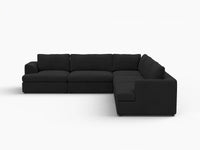 Deluxe Cloud 5-Seater Black V-Shaped Sectional | 5-Piece, Bouclé Sherpa-Like Fabric, Washable Cushion Covers