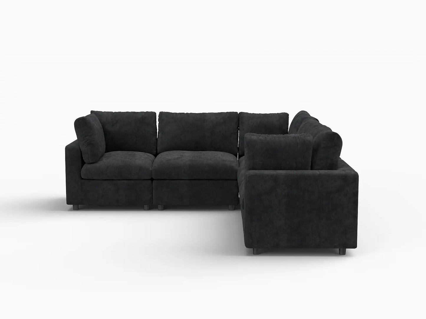Fundas de sofá seccional Lounge Cloud | Funda de sofá chenilla de lino negro para 5 plazas