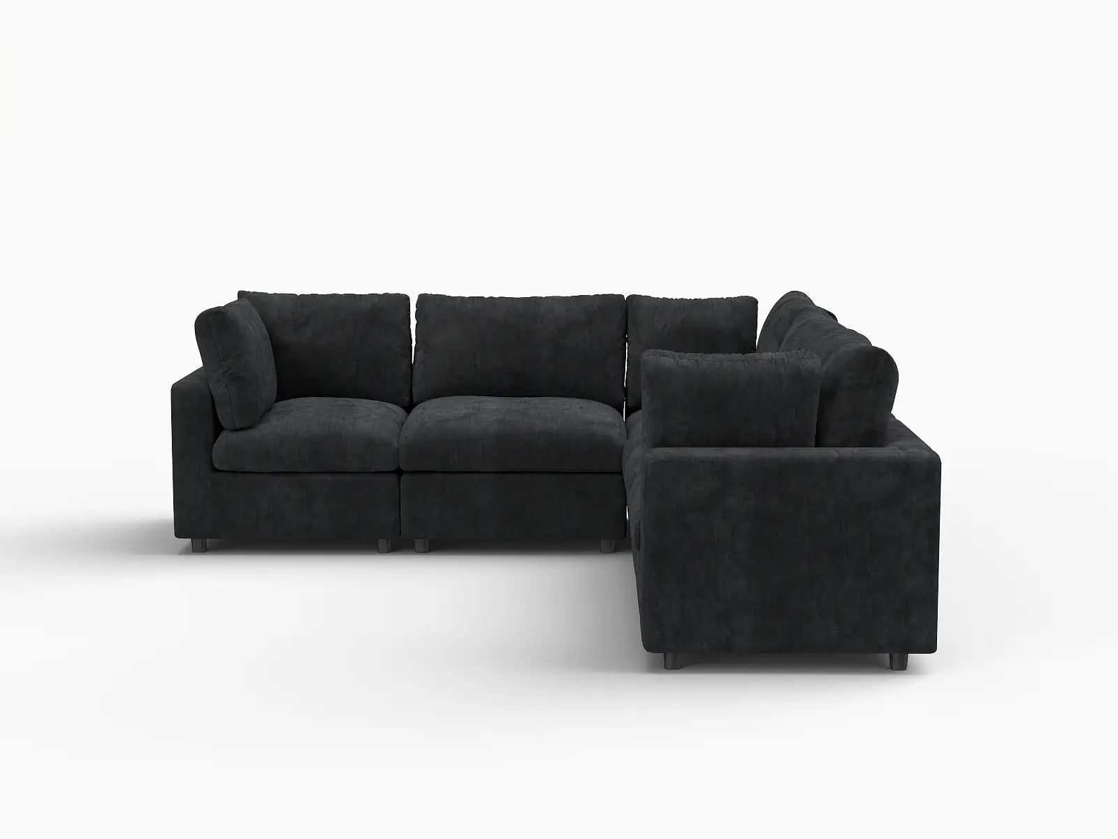 Fundas de sofá seccional Lounge Cloud | Funda de sofá chenilla de lino negro para 5 plazas