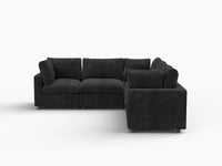 Fundas de sofá seccional Lounge Cloud | Funda de sofá chenilla de lino negro para 5 plazas