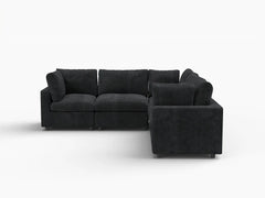 Fundas de sofá seccional Lounge Cloud | Funda de sofá chenilla de lino negro para 5 plazas