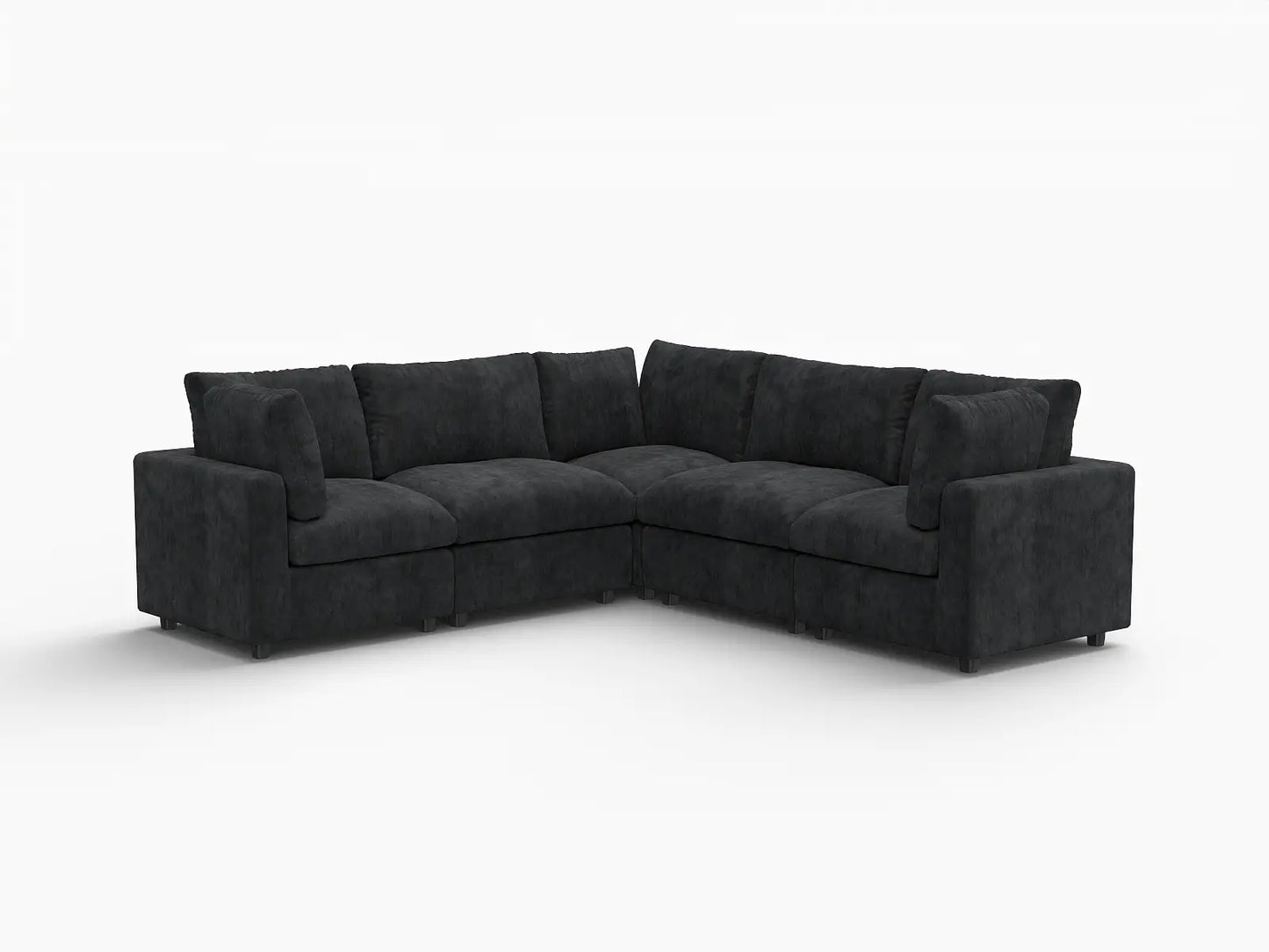 Fundas de sofá seccional Lounge Cloud | Funda de sofá chenilla de lino negro para 5 plazas