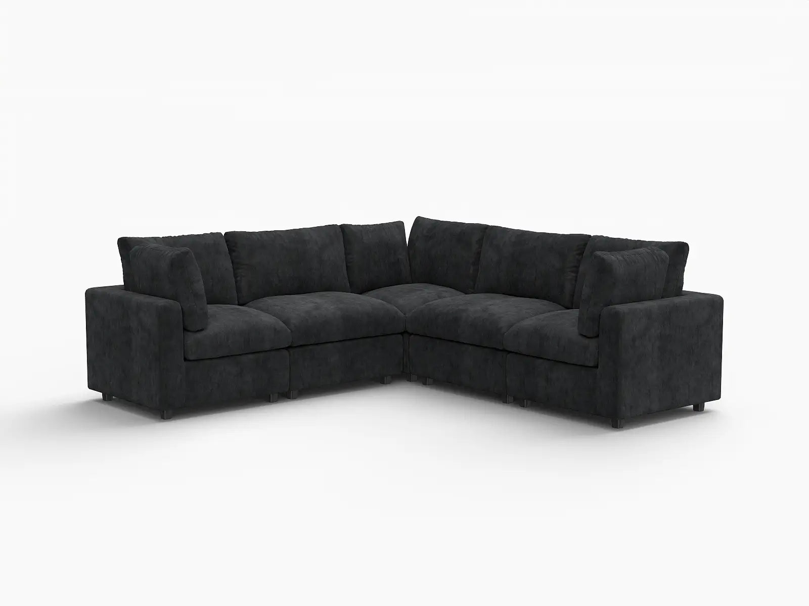 Fundas de sofá seccional Lounge Cloud | Funda de sofá chenilla de lino negro para 5 plazas