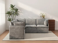 Deluxe Cloud 5-Seater Grey Large Space V-Shaped Sectional | 5-Piece, Linen Look Poly Fabric, Easy To Clean
