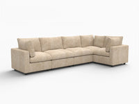 Deluxe Cloud 5-Seater Khaki Large Space L-Shaped Sectional | 5-Piece, Linen-Blend Chenille Fabric, Easy To Clean