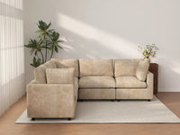Deluxe Cloud 5-Seater Khaki Large Space V-Shaped Sectional | 5-Piece, Linen-Blend Chenille Fabric, Easy To Clean