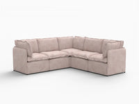 Deluxe Cloud 5-Seater Khaki V-Shaped Sectional | 5-Piece, Linen Look Poly Fabric, Washable Cushion Covers