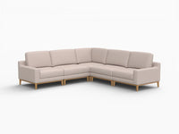 Deluxe Cloud 5-Seater Khaki V-Shaped Sectional | 5-Piece, Linen Look Poly Fabric, Washable Cushion Covers