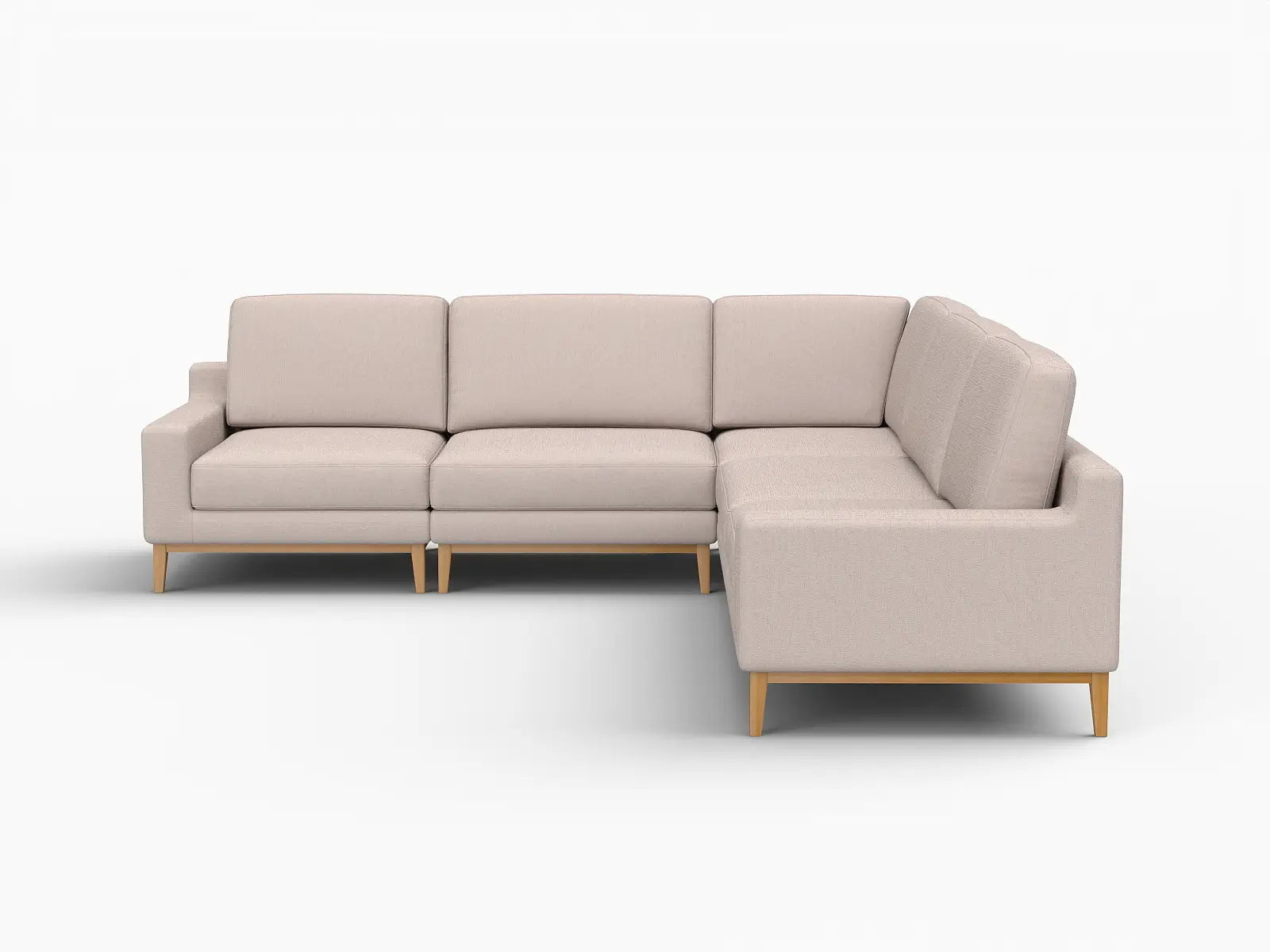 Deluxe Cloud 5-Seater Khaki V-Shaped Sectional | 5-Piece, Linen Look Poly Fabric, Washable Cushion Covers